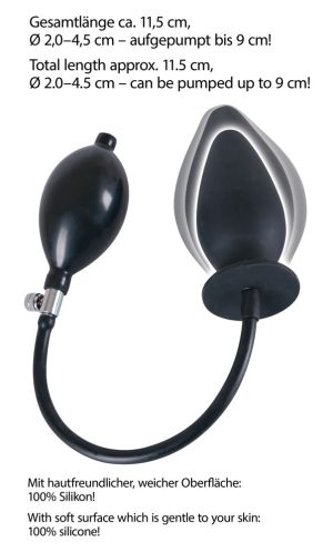 True Black Inflatable Dildo Butt Plug (11,5 cm)